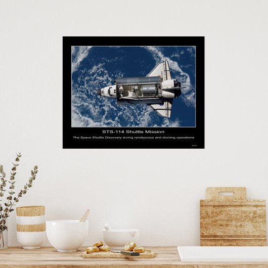 De Space Shuttle Discovery rendezvous and docking Poster (Keuken)