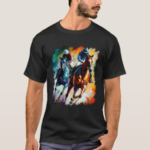 De spanning van de race Kleurrijke paardenrennen T-shirt