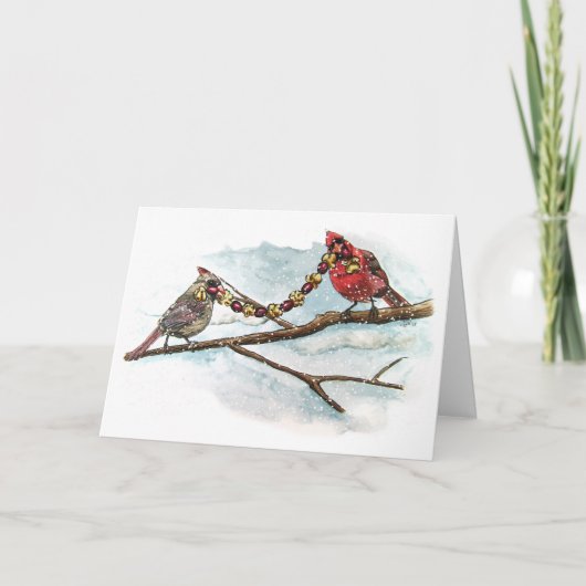 De Spatie van de Kardinalen van Kerstmis Feestdagen Kaart (Voorkant)