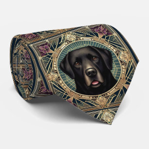 De speelse hondenliefhebber Zwarte Labrador-hond Stropdas