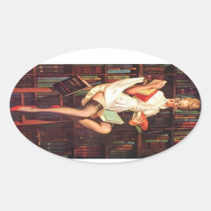 De Speld van de bibliothecaris omhoog Ovale Sticker