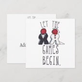 De Spelen Beginnen Meeple Bruiloft Kunst Aankondiging (Voorkant / Achterkant)