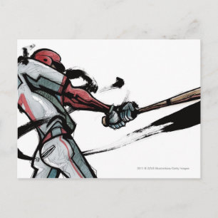 De speler slingerende knuppel van het honkbal, briefkaart