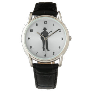 De Speler van de gitaar met Zwarte Aantallen Horloge