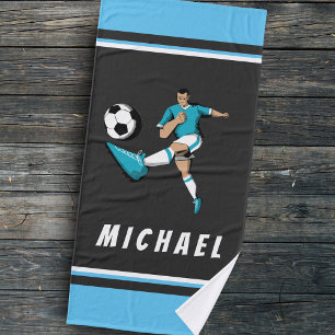 De Speler van de Voetbal die de Grafische Illustra Badhanddoek