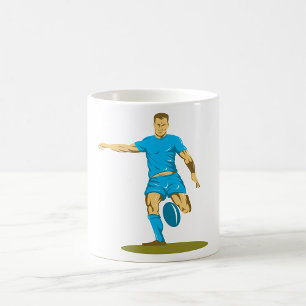 De Speler van Rugby die een Mok van de Koop schopt