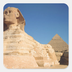 De Sphinx en de piramide van Khafre, Giza Vierkante Sticker