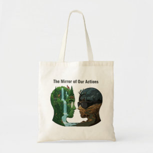 De Spiegel van Onze Acties: Natuur vs Industrie Tote Bag