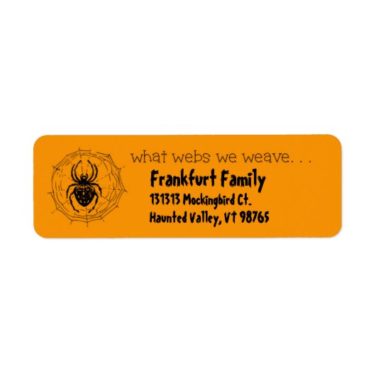 De spin in het Web merkt wat Webs wij weven Etiket (Voorkant)