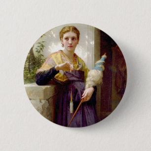 De spinner, William-Adolphe Bouguereau Ronde Button 5,7 Cm
