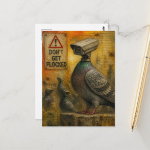 De Spion Duiven Met Waarschuwingsborden Encaustic Briefkaart