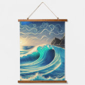 De Splendor van een Blauwe Golf Hangend Wandkleed (Voorkant)