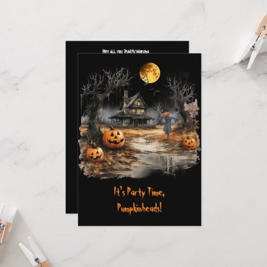 De spookachtige Homestead Halloween Kaart (Voorkant / Achterkant in situ)