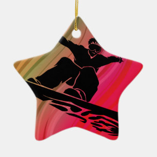 De Sprong van Snowboard Keramisch Ornament
