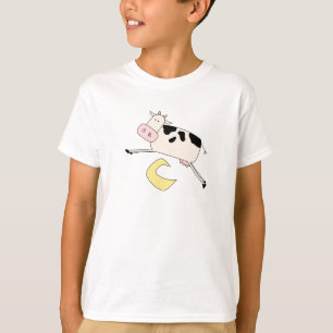 De Sprongen van de koe over de T-shirts en de