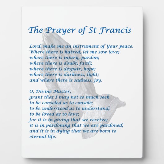 De St Francis Prayer Fotoplaat (Voorkant)