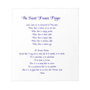 De St Francis Prayer Notitieblok