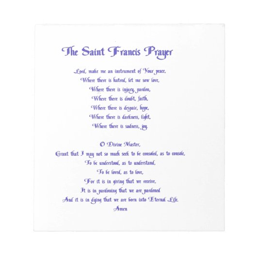 De St Francis Prayer Notitieblok (Voorkant)