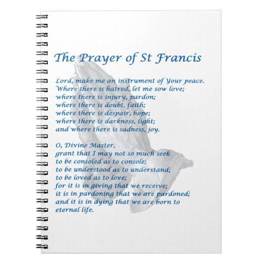 De St Francis Prayer Notitieboek (Voorkant)