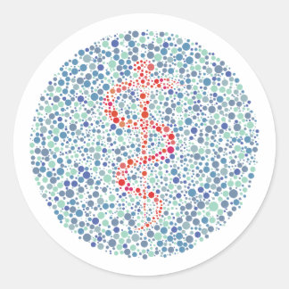 De staaf van de Asclepius Ishihara-test Ronde Sticker