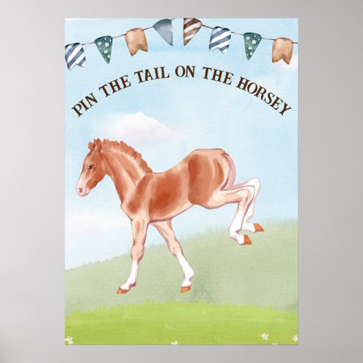 De staart op het paardenspel voor kinderen poster (Voorkant)