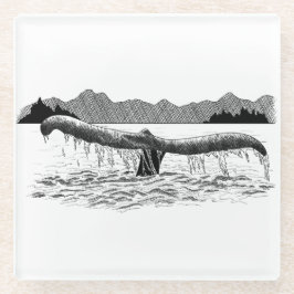 De staart van de walvis glazen onderzetter