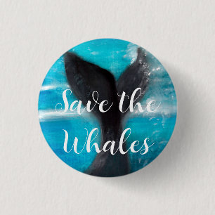 De staart van een walvis - Save the Whales Ronde Button 3,2 Cm