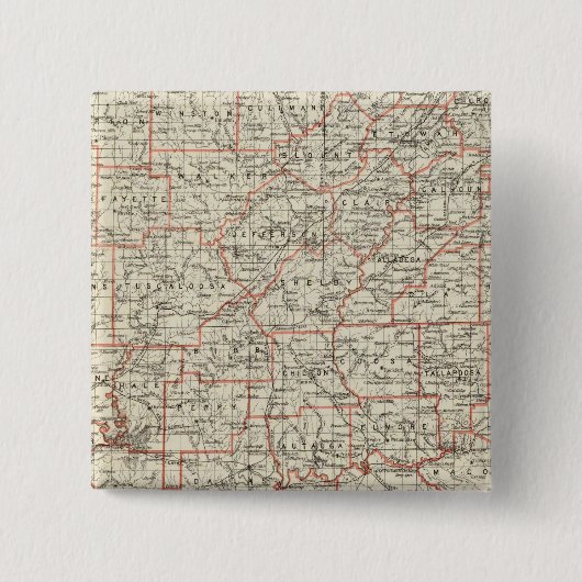 De staat Alabama Vierkante Button 5,1 Cm (Voorkant)