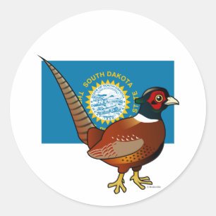 De staat Birdorable van South Dakota: Common Pheas Ronde Sticker