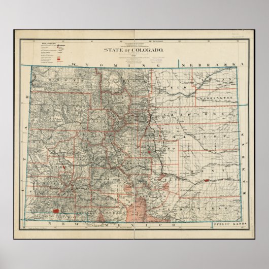 De staat Colorado Map Poster (Voorkant)