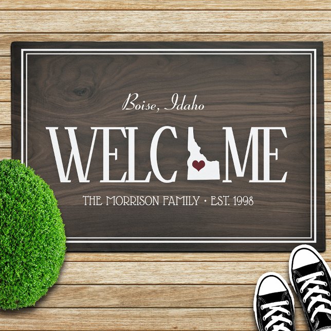 De staat Idaho Personalized Woodgrain Deurmat (Creator heeft geüpload)