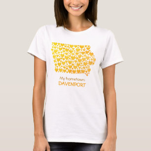 De staat Iowa Silhouette Hearts & Hometown T-shirt