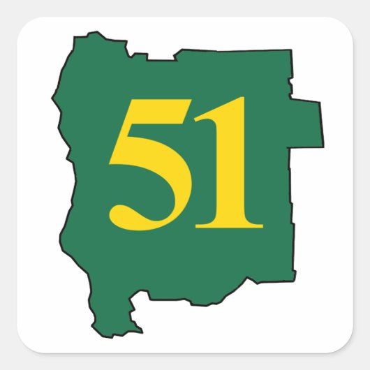 De staat Jefferon 51 Vierkante Sticker (Voorkant)