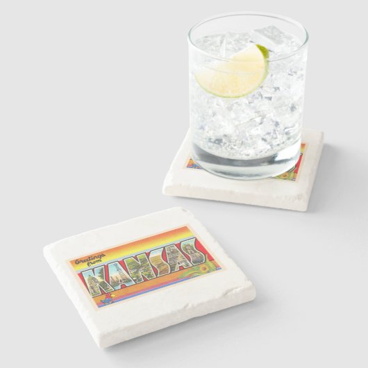 De staat Kansas KS  groot Briefkaart Stenen Onderzetter (Zijkant)