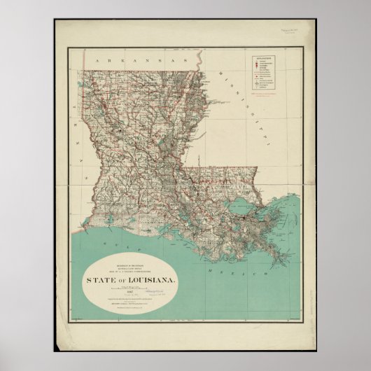 De staat Louisiana  Map Poster (Voorkant)