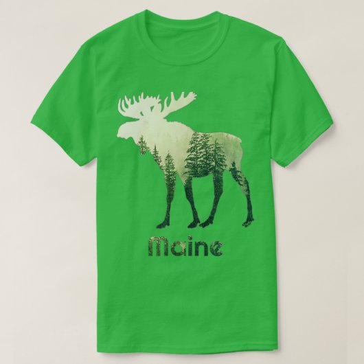 De staat Maine Moose Forest Tree Hunter Wildlife T-shirt (Design voorkant)