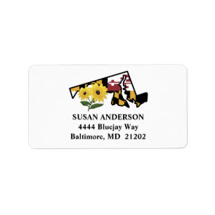 De staat Maryland Flag en Flower Black Eyed Susan Etiket