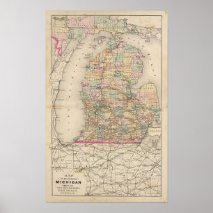 De staat Michigan Atlas Map Poster