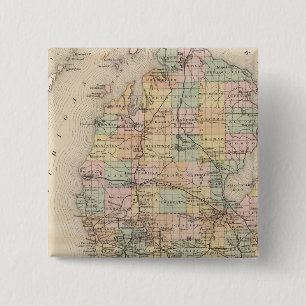 De staat Michigan Atlas Map Vierkante Button 5,1 Cm