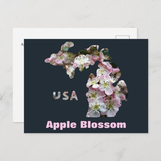 De staat Michigan en Apple Blossoms Briefkaart (Voorkant / Achterkant)