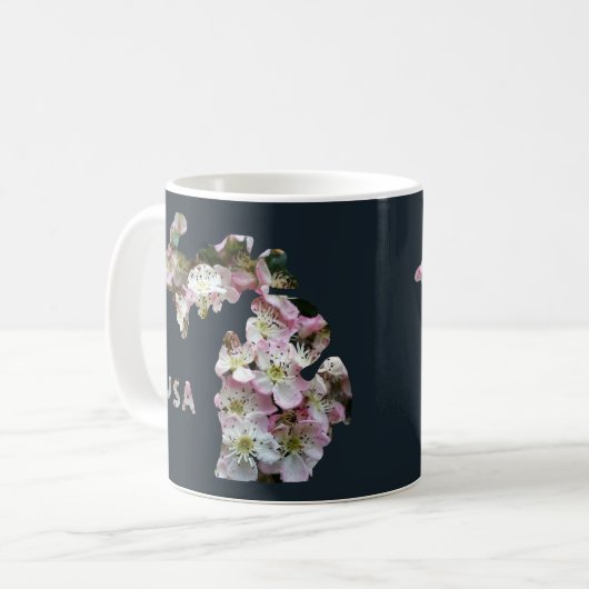 De staat Michigan en Apple Blossoms Koffiemok (Voorkant links)