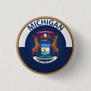 De staat Michigan Flag Seal Button