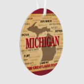 De staat Michigan Map, Detroit, Lansing Ornament (voorkant)