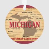 De staat Michigan Map, Detroit, Lansing Ornament (achterkant)