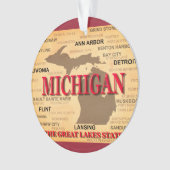 De staat Michigan Map, Detroit, Lansing Ornament (voorkant)