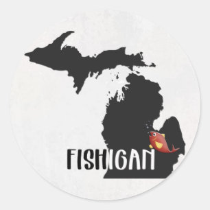 de staat Michigan sportvisserij Ronde Sticker