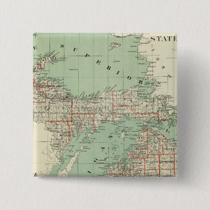 De staat Michigan Vierkante Button 5,1 Cm