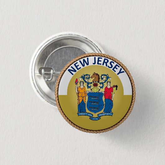 De staat New Jersey Flag Seal Button (Voorkant /achterkant)