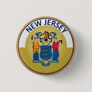 De staat New Jersey Flag Seal Button
