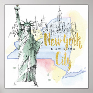 De staat New York Vrijheidsbeeld Poster